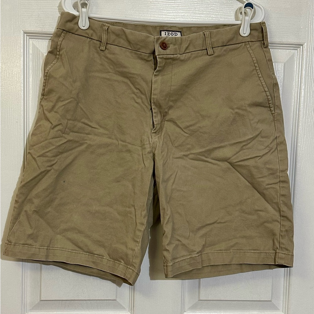 Izod Tan Flat Front Chino Shorts